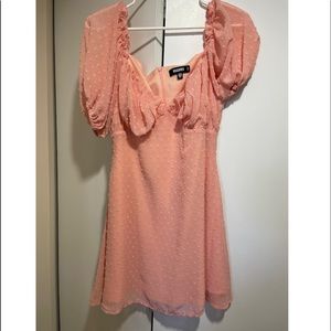 Missguided pinkdobby milkmaid skater dress size 6